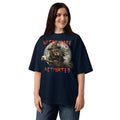 Halloween Witch Mode Unisex organic oversized high neck t-shirt — French Navy — front