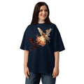 Heaven and Hell Unisex organic oversized high neck t-shirt — French Navy — front