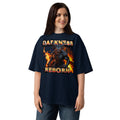 Hellfire Reborn Beast Unisex organic oversized high neck t-shirt — French Navy — front