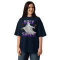 Holy Sheet Unisex organic oversized high neck t-shirt — French Navy — front