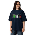Italy Unisex organic oversized high neck t-shirt — French Navy — front