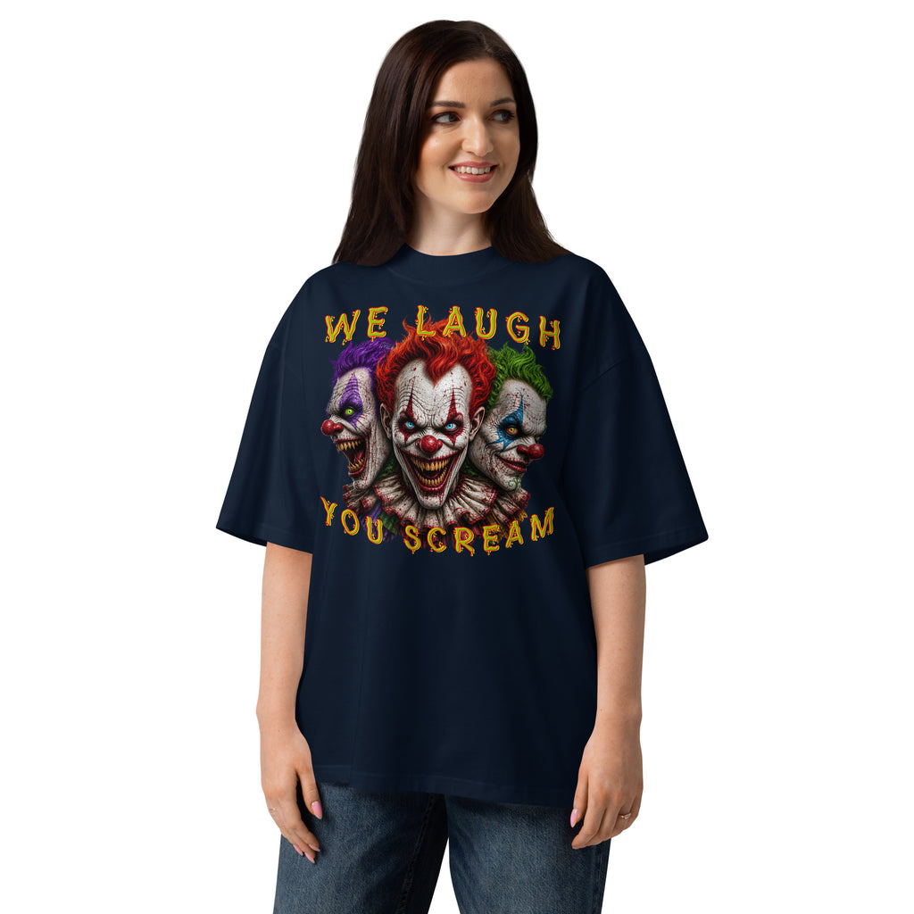 Killer Smiles Unisex organic oversized high neck t-shirt — French Navy — front