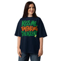 Kiss Me Faking Accent Unisex organic oversized high neck t-shirt — French Navy — front