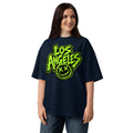 LA Smiles Unisex organic oversized high neck t-shirt — French Navy — front