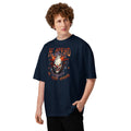 Mad Clown Unisex organic oversized high neck t-shirt — French Navy — front