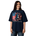 New York City Unisex organic oversized high neck t-shirt — French Navy — front