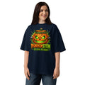 Pumpkinstein Unisex organic oversized high neck t-shirt — French Navy — front