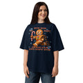 Run Run Unisex organic oversized high neck t-shirt — French Navy — front