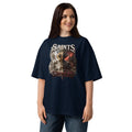 Saints and Sinners Unisex organic oversized high neck t-shirt — French Navy — front