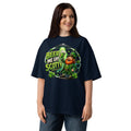 St. Patrick’s Day Cheers Unisex organic oversized high neck t-shirt — French Navy — front