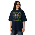 St. Patrick’s Day Chaos Unisex organic oversized high neck t-shirt — French Navy — front