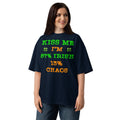 Kiss Me — Irish Chaos Unisex organic oversized high neck t-shirt — French Navy — front