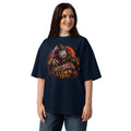 Top Hat Evil Clown Unisex organic oversized high neck t-shirt — French Navy — front