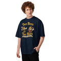 Two Bees Unisex organic oversized high neck t-shirt — French Navy — front