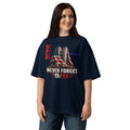WTC 9/11 Unisex organic oversized high neck t-shirt — French Navy — front