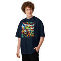 Coqui Frog Unisex organic oversized high neck t-shirt — French Navy — front