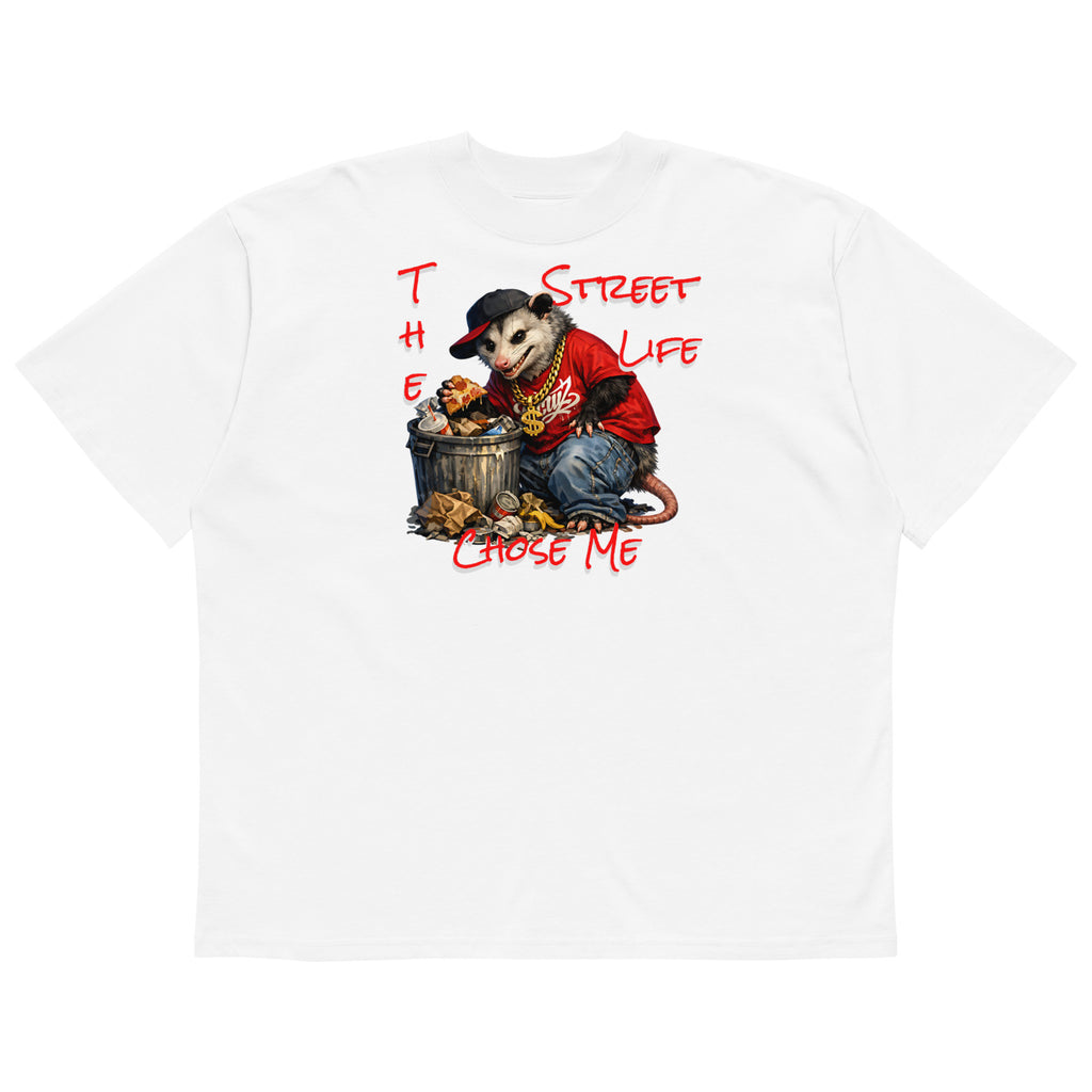 NY Possum Life Unisex organic oversized high neck t-shirt — White — front