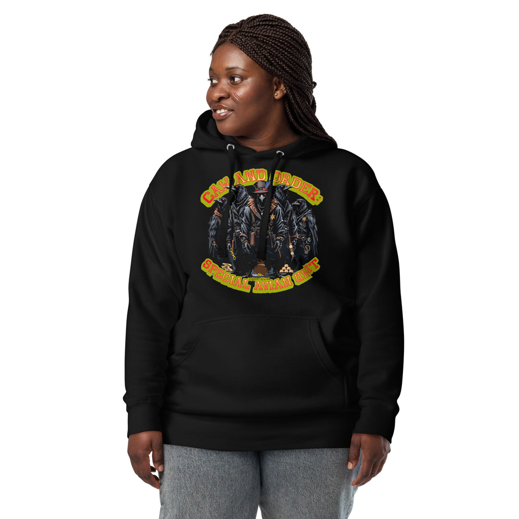 Caw and Order Special Avian Unit Unisex Hoodie — Black — front