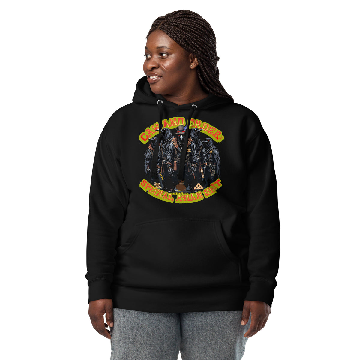 Caw and Order Special Avian Unit Unisex Hoodie — Black — front