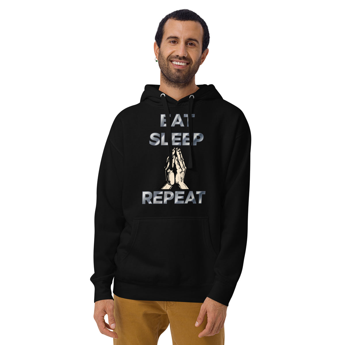 Eat sleep pray Unisex Hoodie — Black — front