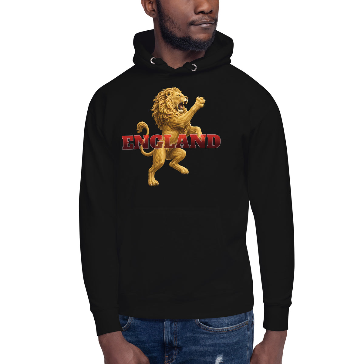 England Lion Unisex Hoodie — Black — front