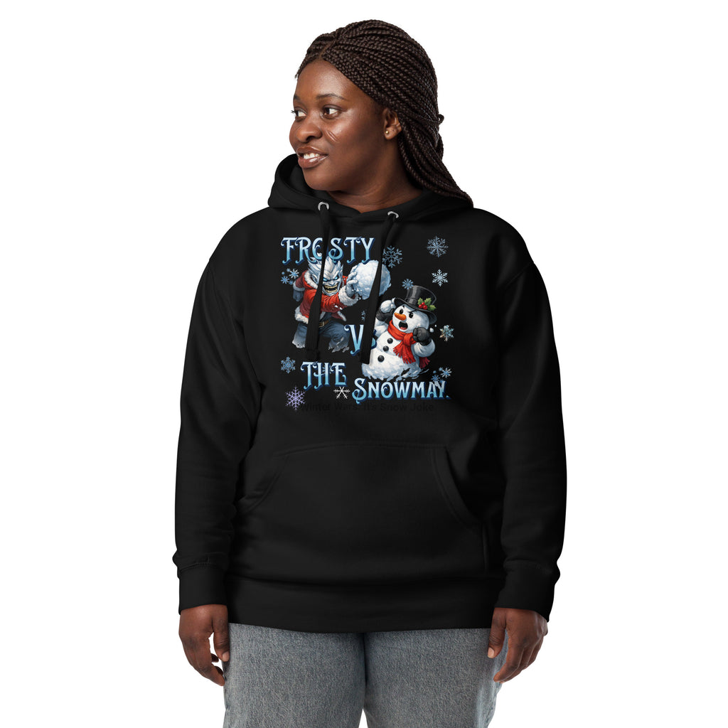 Frosty Vs The Snowman Unisex Hoodie — Black — front