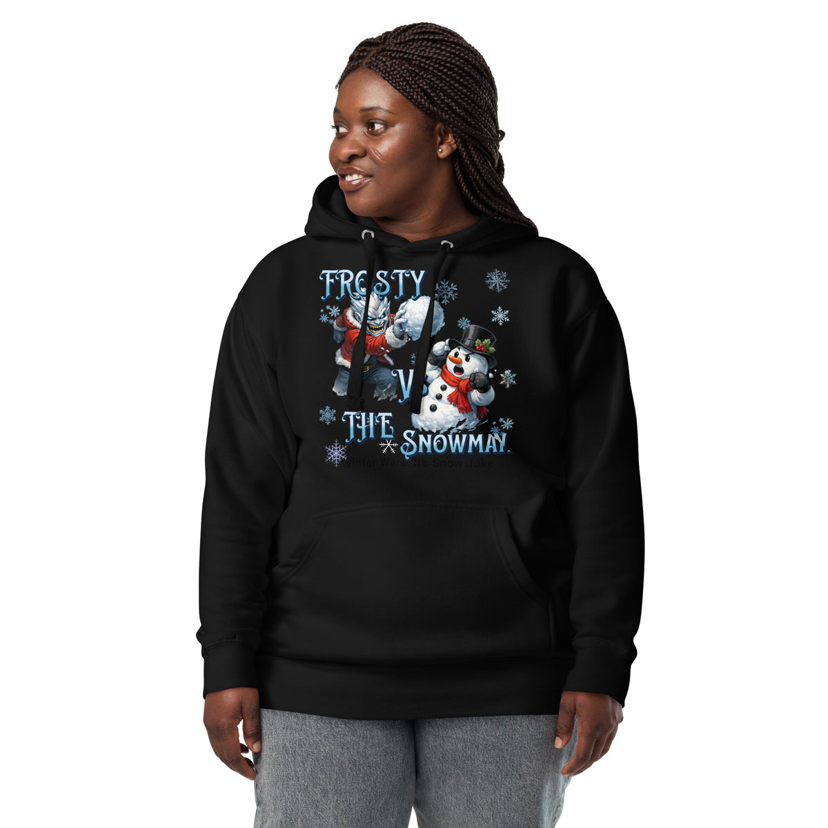 Frosty Vs The Snowman Unisex Hoodie — Black — front