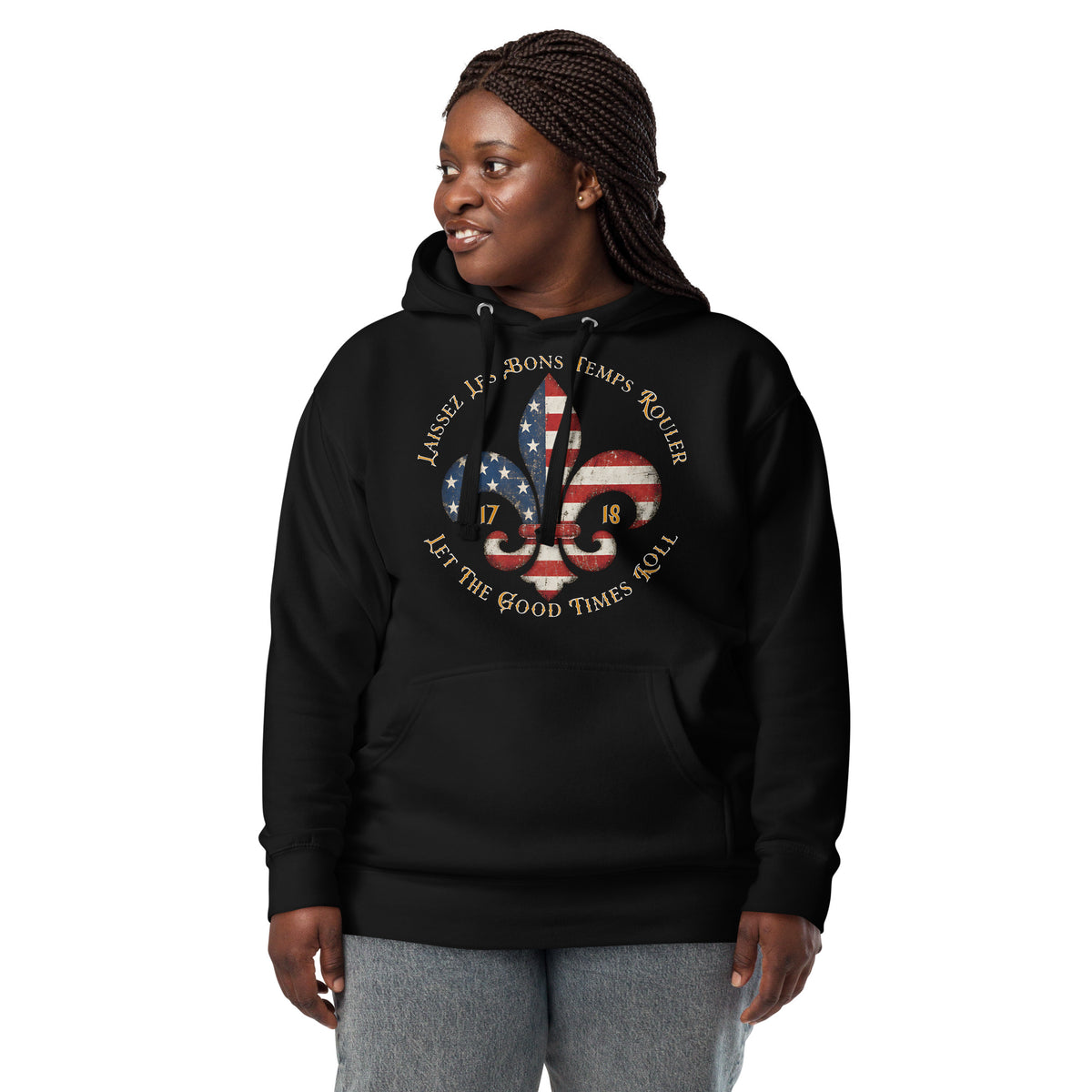 Good Times NOLA Unisex Hoodie — Black — front