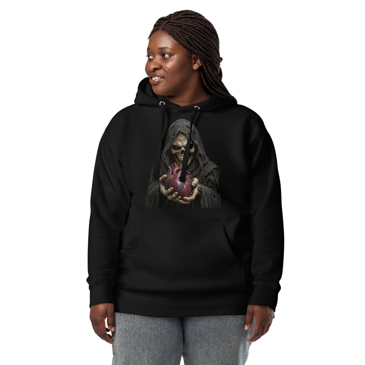 Have A Heart Skeleton Unisex Hoodie — Black — front
