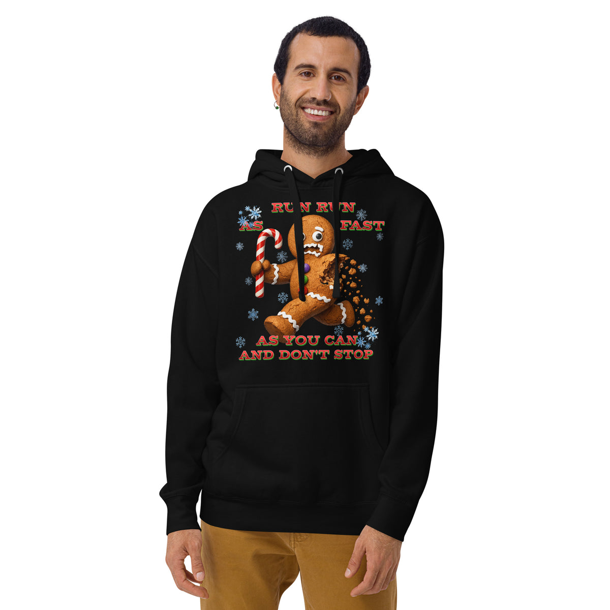 Run Run Unisex Hoodie — Black — front