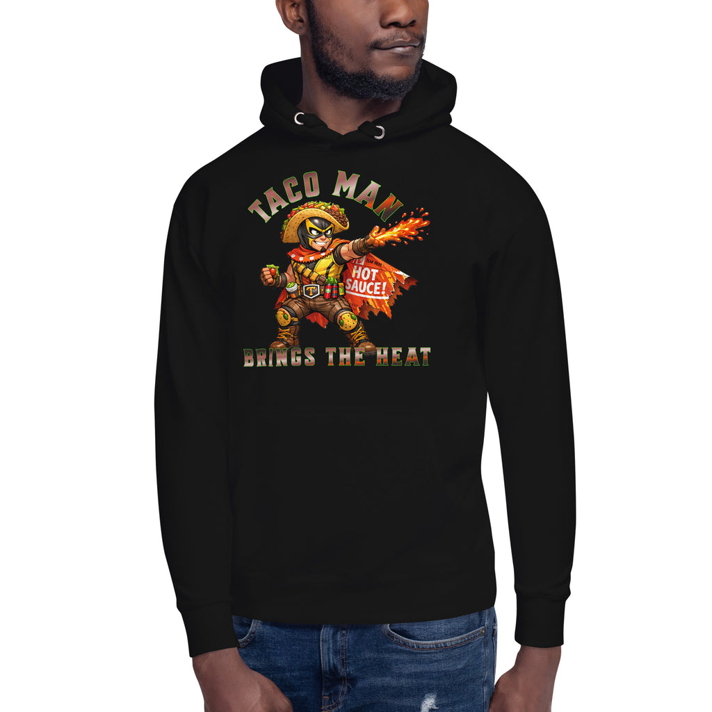 Taco Man Unisex Hoodie — Black — front