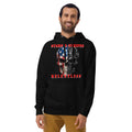 USA Patriotic Camo Skull Unisex Hoodie — Black — front