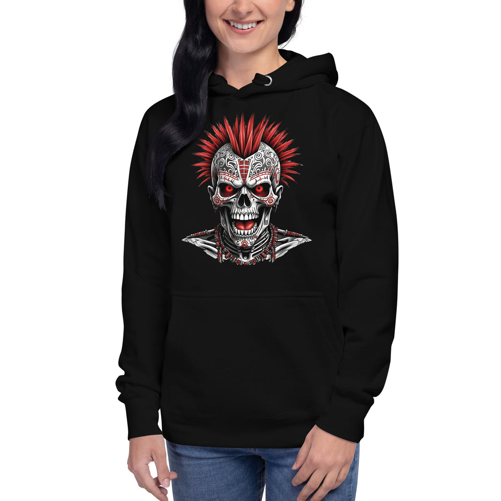 Punk Skeleton Unisex Hoodie — Black — front