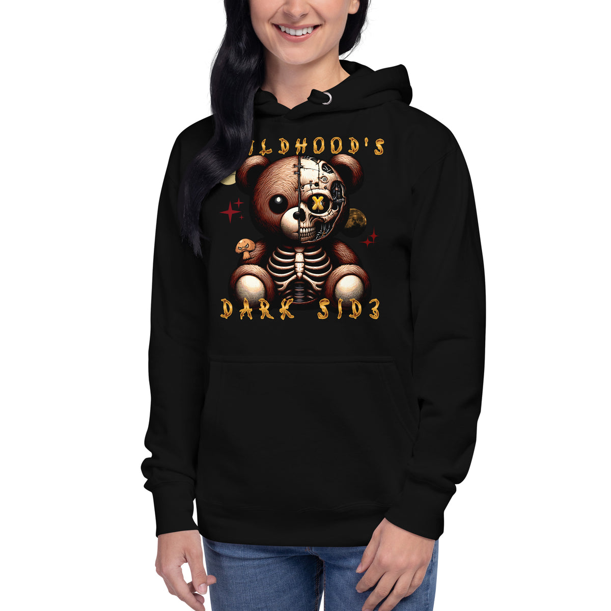 Childhood’s Dark Side Bear Series 0003 Unisex Hoodie — Black — front