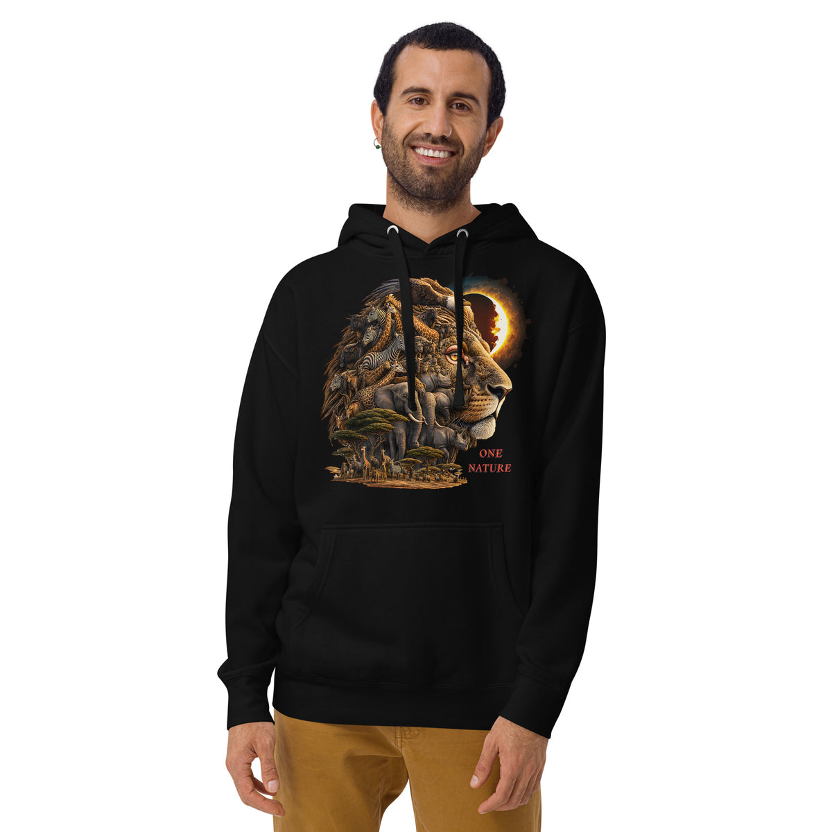 Illusions Lion Unisex Hoodie — Black — front