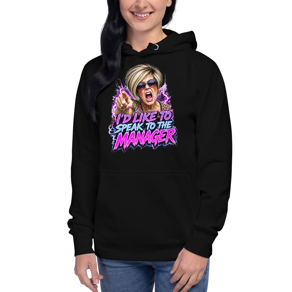 Karen Unisex Hoodie — Black — front