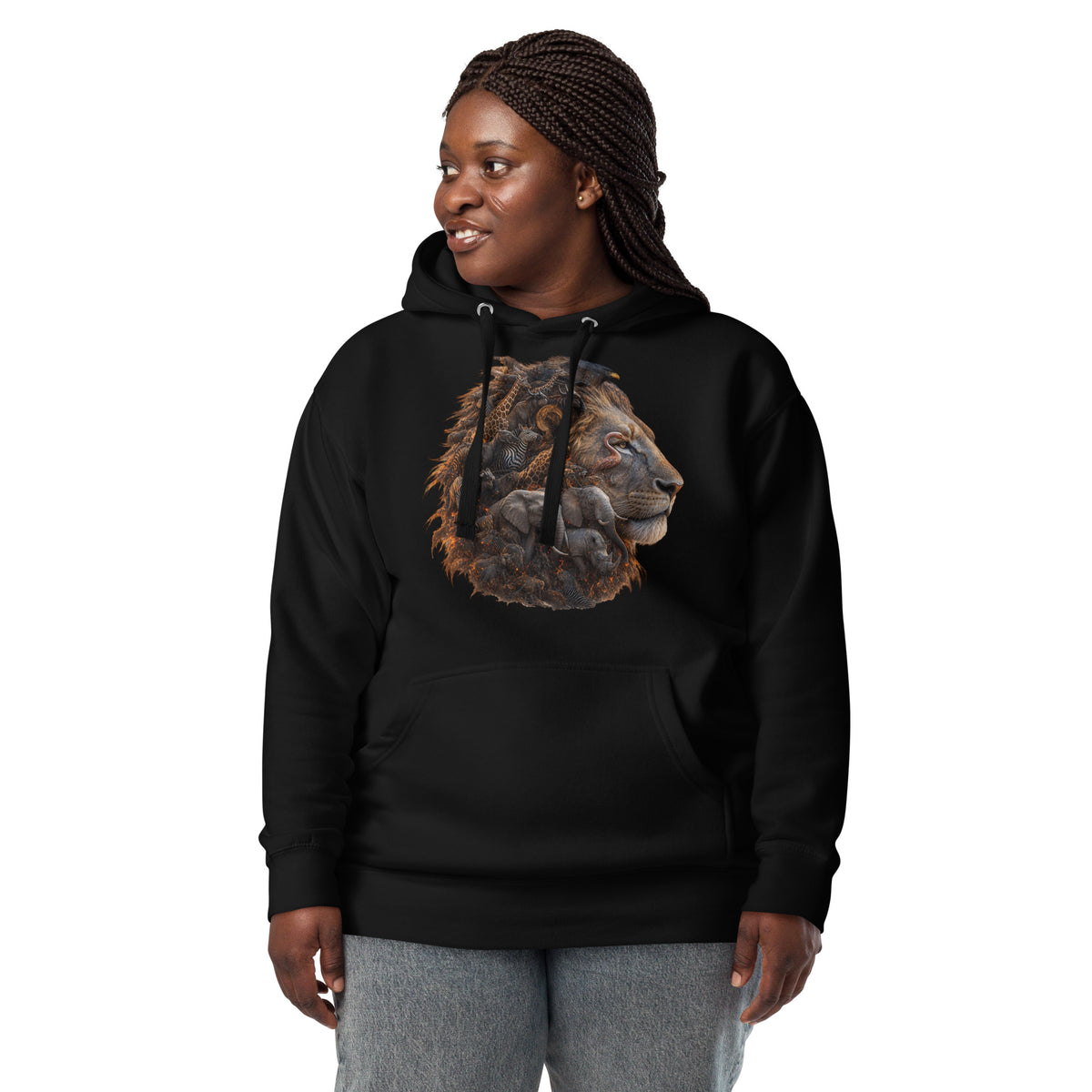 King of the Savanna Unisex Hoodie — Black — front