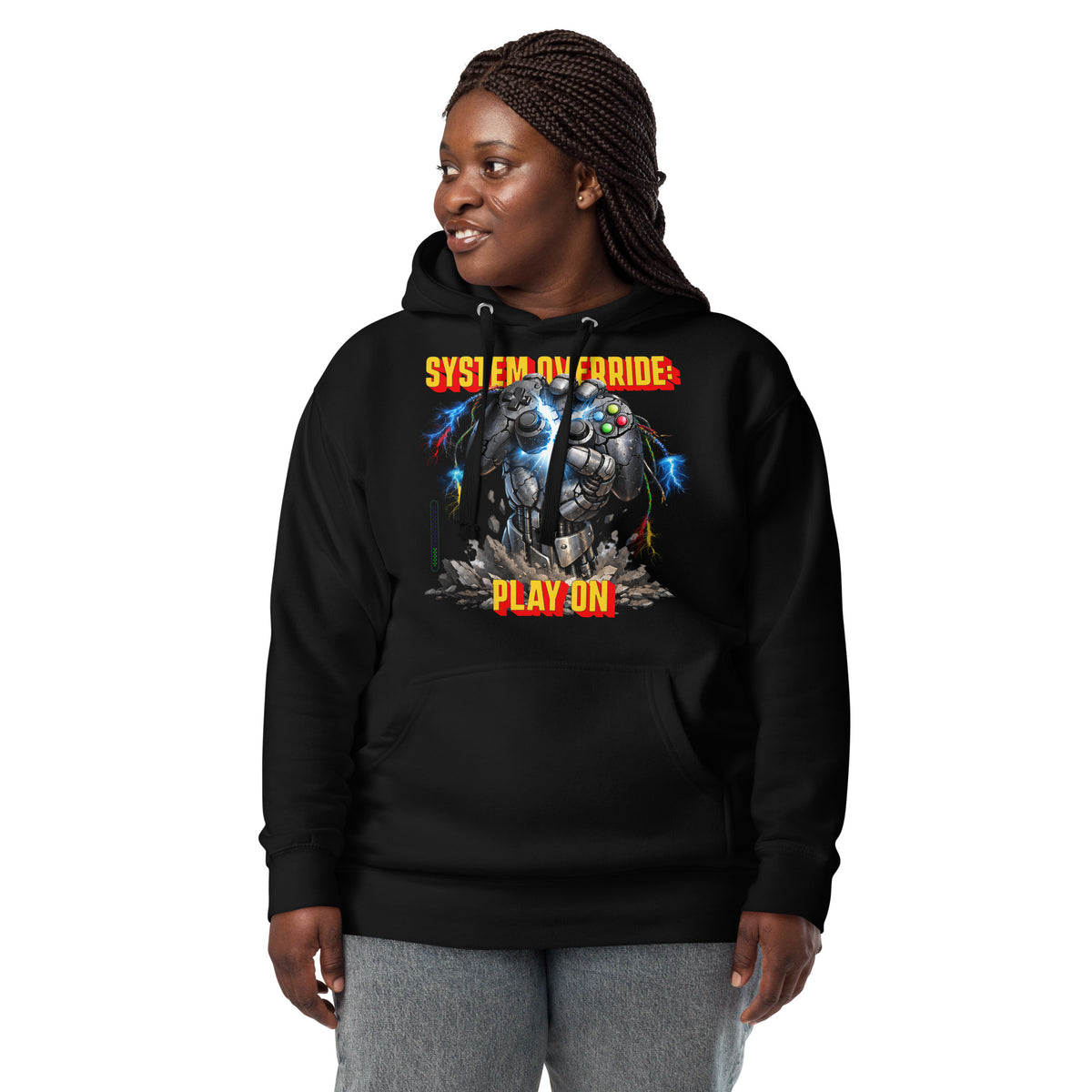 System Override Gamer Unisex Hoodie — Black — front