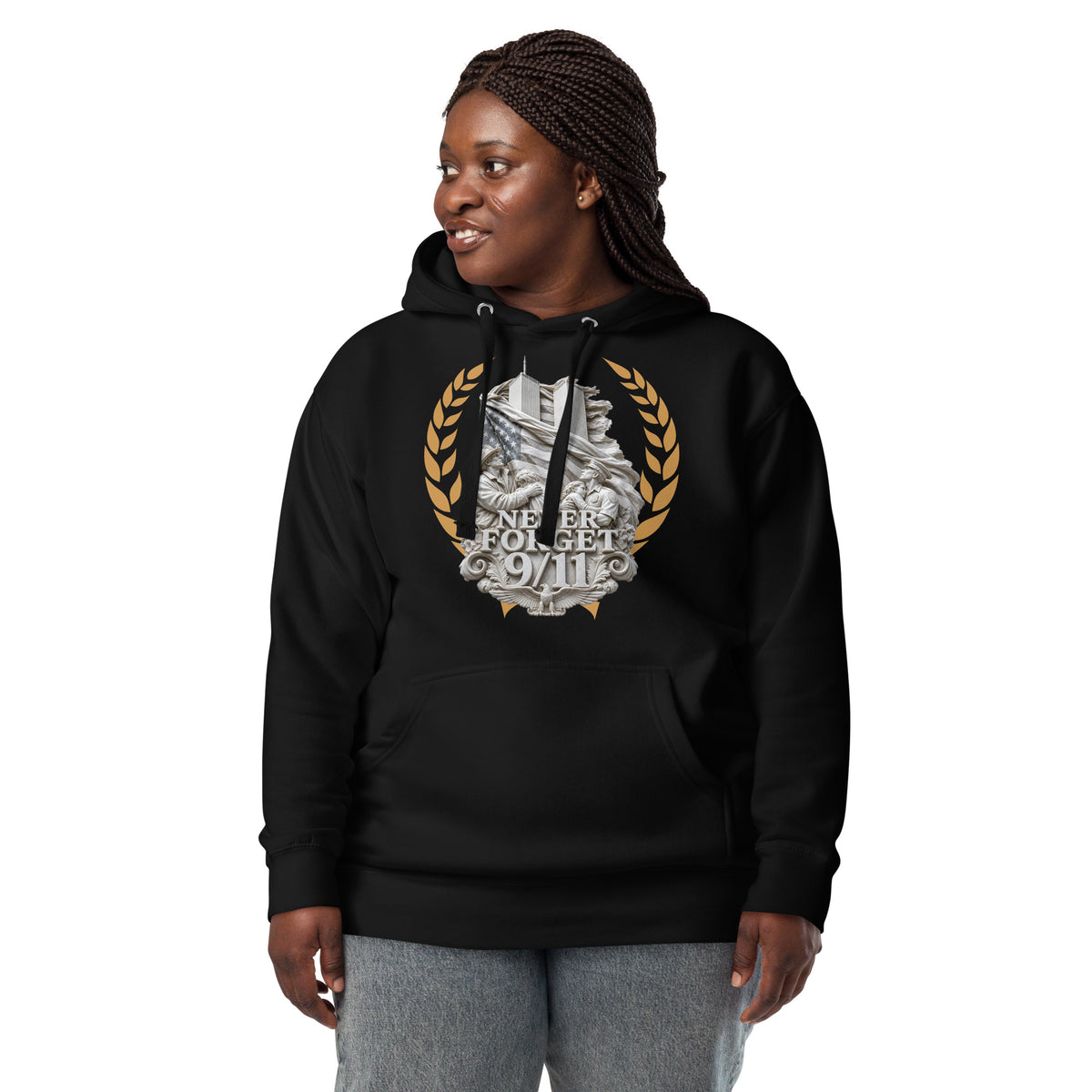 WTC NYC — Never Forget Unisex Hoodie — Black — front