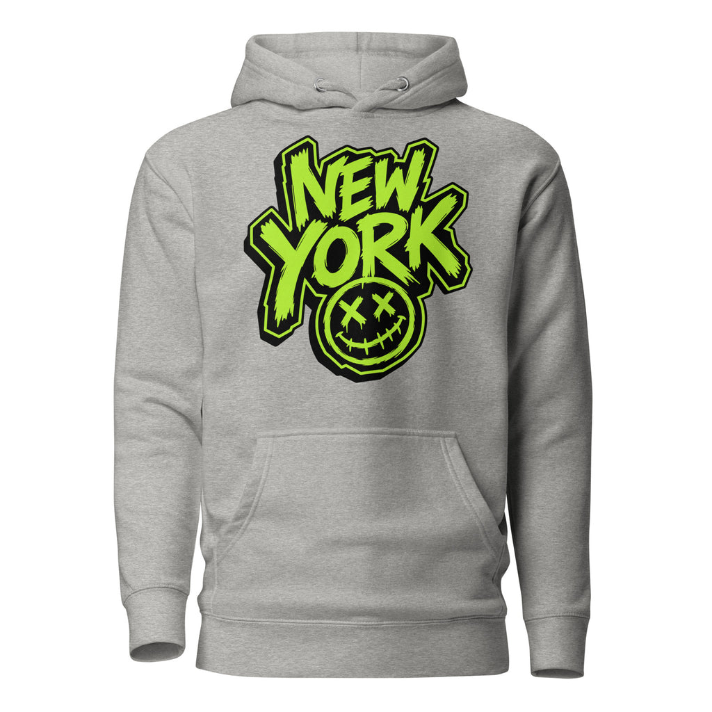 NY Smiles Unisex Hoodie — Carbon Grey — front