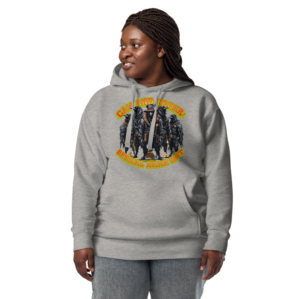 Caw and Order Special Avian Unit Unisex Hoodie — Carbon Grey — front