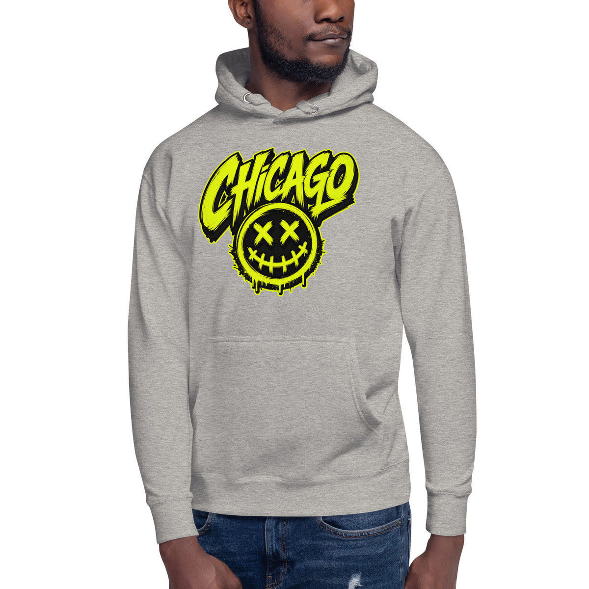 Chicago Smiles Unisex Hoodie — Carbon Grey — front