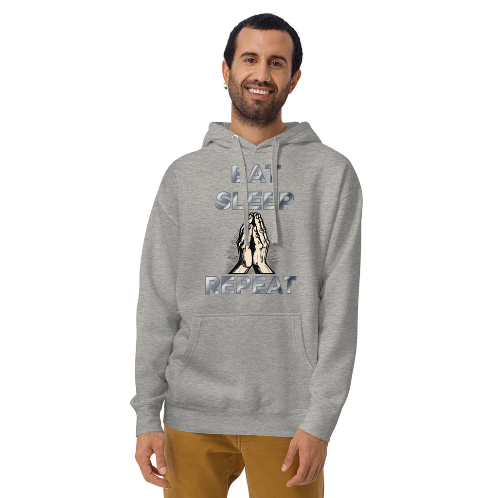 Eat sleep pray Unisex Hoodie — Carbon Grey — front
