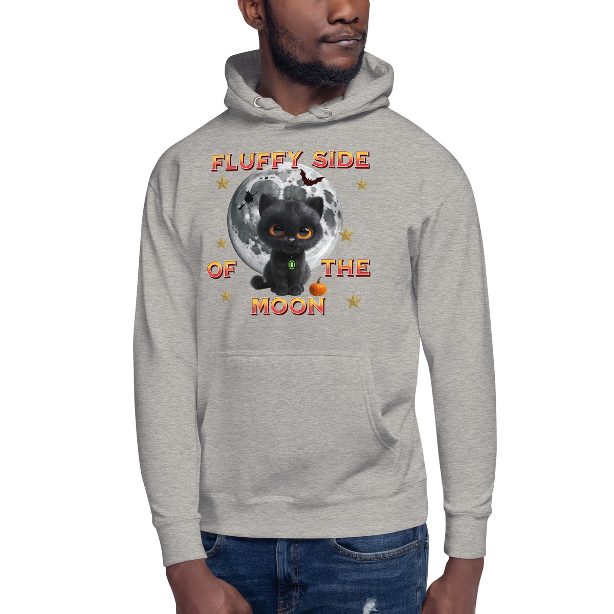 Fluffy Halloween Kitty Unisex Hoodie — Carbon Grey — front