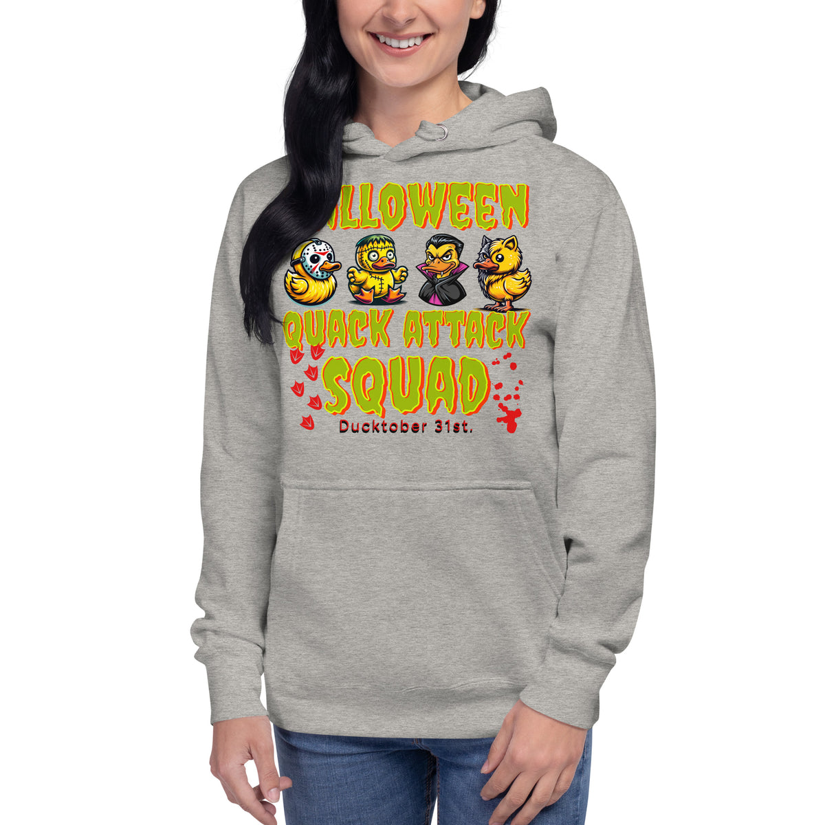 Halloween Quack Attack Unisex Hoodie — Carbon Grey — front