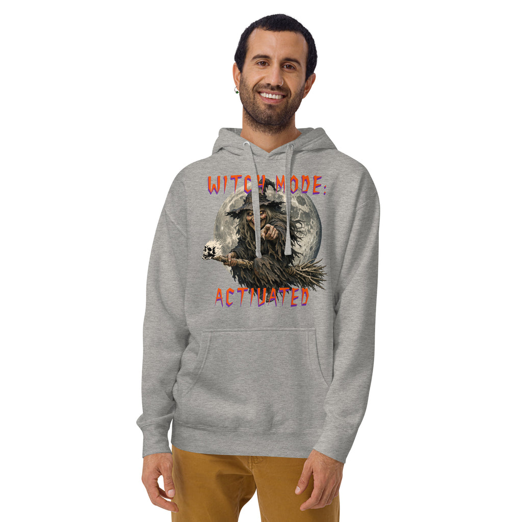 Halloween Witch Mode Unisex Hoodie — Carbon Grey — front