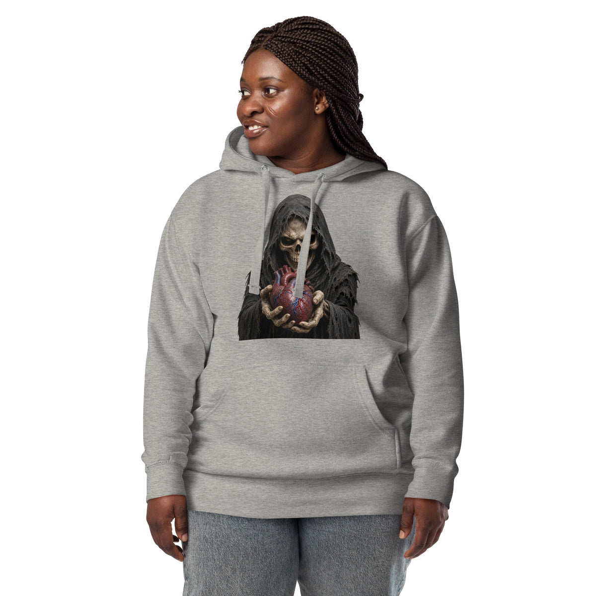 Have A Heart Skeleton Unisex Hoodie — Carbon Grey — front