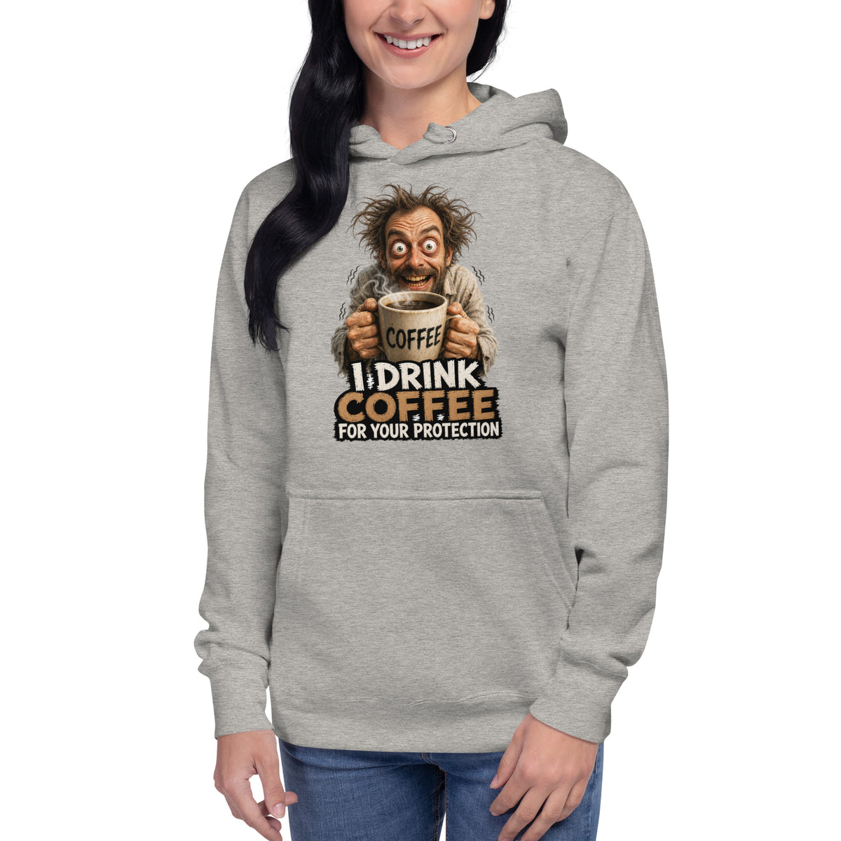 I Drink Coffee Unisex Hoodie — Carbon Grey — front