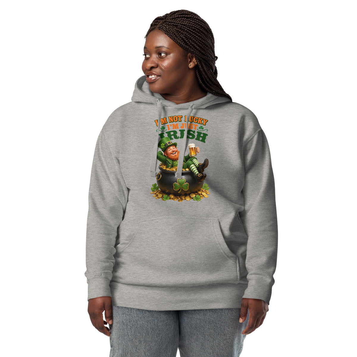 I’m Just Irish Unisex Hoodie — Carbon Grey — front