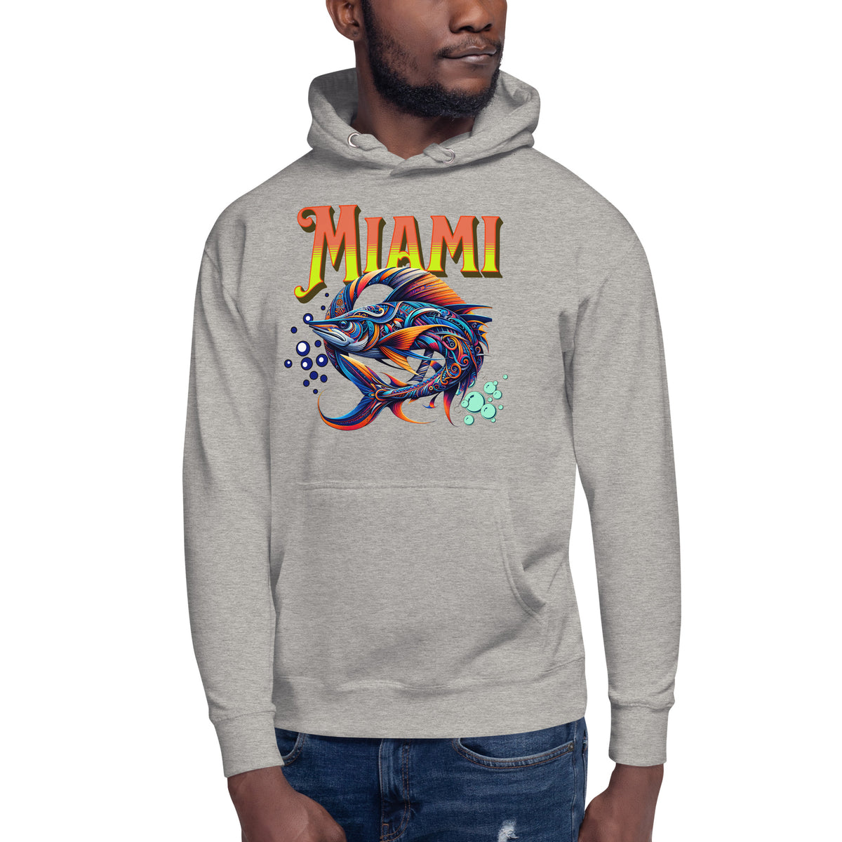 Miami Swordfish Unisex Hoodie — Carbon Grey — front